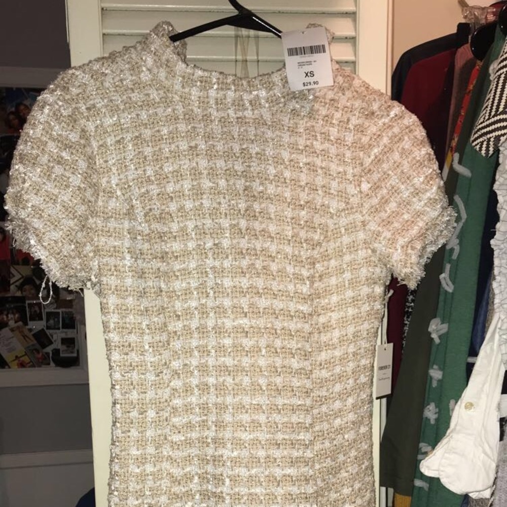 Mock neck tweed dress